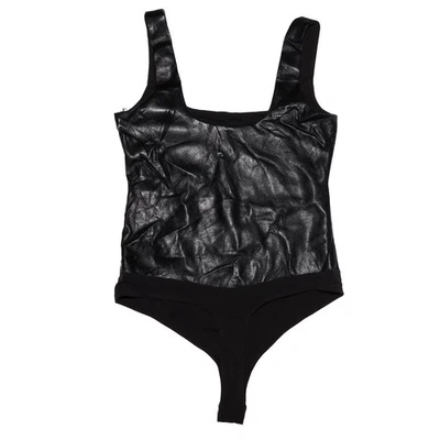 Body sin mangas moderno Good American para mujer talla 1 de cuero sintético negro Foto 1 de 4