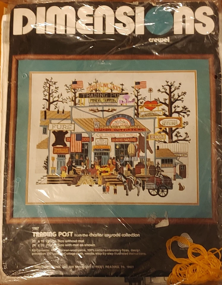 Dimensions Crewel Kit 1167 Charles Wysocki Trading Post 1980 Vintage