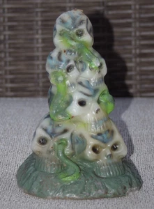 Vintage Halloween Skull and Snake Tower Candle White Black Green - Picture 1 of 3