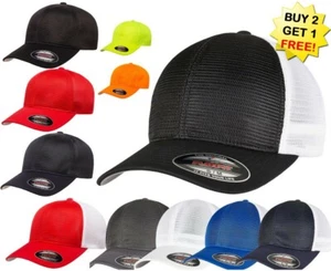 GORRA de béisbol FLEXFIT clásica ajustada de 6 paneles omnimesh sombrero de camionero ¡nuevo! - Imagen 1 de 30