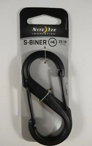 Nite Ize S-Biner Plastic #4 25lb 11kg Tactical Black Dual-Gated Carabiner Black - Picture 1 of 2