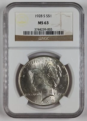 1928 S Peace Silver Dollar NGC MS 63 - Image 1 of 4