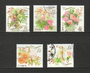JAPAN 2021 AUTUMN GREETINGS FLOWERS ARRANGEMENT 84 YEN COMP. SET OF 5 STAMP USED - Picture 1 of 4