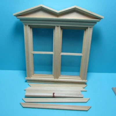 Dollhouse Miniature Wood Non-Working Double Window CLA71046 - Image 1 of 3