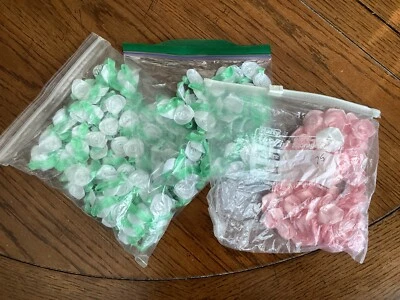 Lot of 240 Pink and White Ribbon Roses 3/4” - Image 1 of 3