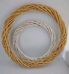 Lot Of 2 Wooden Twig Vine Branch Wreath Decorative Tan 17" & White 12" - Picture 1 of 3