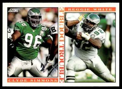 1993 SCORE DOUBLE TROUBLE CLYDE SIMMONS REGGIE WHITE PHILADELPHIA EAGLES #416 - Image 1 of 2