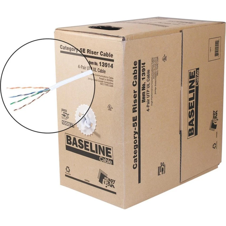 1000ft BULK CAT5E STEREN #13914 CMR UL ETL SOLID COPPER NETWORK CABLE HELIX PV - Image 1 of 1