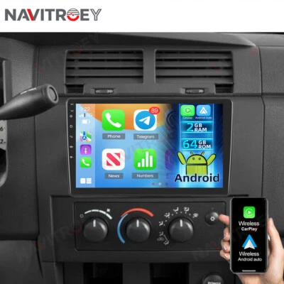 Radio estéreo para automóvil 2+64 GB Carplay Android 15 para Dodge Dakota 2005-2011 navegación GPS Foto 1 de 4