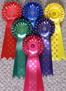Hundeshow Rosetten 10 x 1. bis 6. ZWEISTUFIGE PFOTEN plus BIS & RBIS 3stufige PFOTEN - Bild 1 von 3