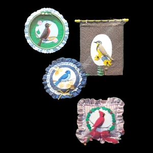 Bird Applique Pillow / Wallhanging Sewing Pattern - Robin Lark Bluebird Cardinal - Picture 1 of 4