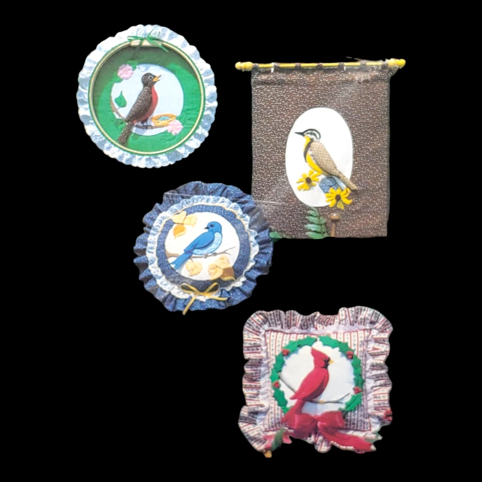 Bird Applique Pillow / Wallhanging Sewing Pattern - Robin Lark Bluebird Cardinal - Image 1 of 4