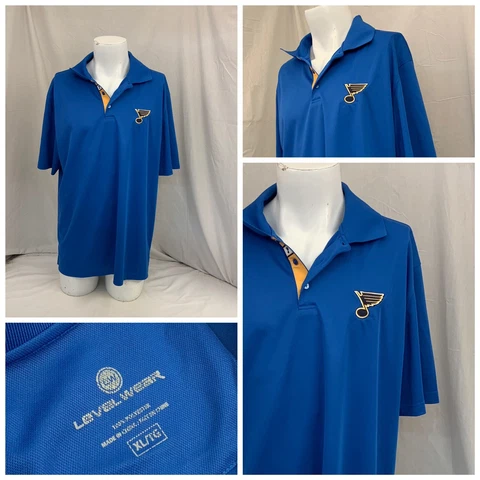 St. Louis Blues Shirt XL Blue Level Wear Polo Short Sleeve Polyester YGI Y1-252 Cover