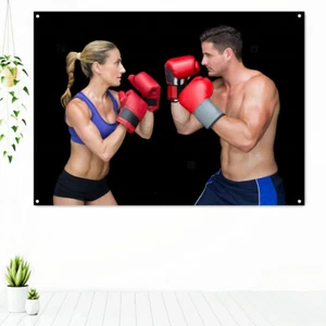 Póster de boxeo postura de lucha arte de pared gimnasio decoración pancarta pared colgante bandera mural - Imagen 1 de 5