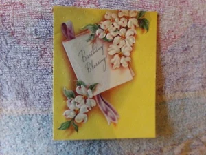 Vintage Birthday Card Sunshine Line B355 Dogwood Flowers, Dated 1945 Embossed - Picture 1 of 6