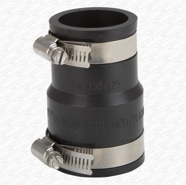 40mm x 32mm Fernco Type Flex Seal Rubber Coupler with Jubilee Clips Universal