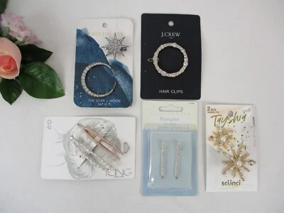 Винтажный лот, новый на карте со стразами заколка заколки J. Crew Кристин Эсс Scunci + - Изображение 1 из 4
