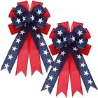 Cindeer 2 Pieces Patriotic Wreath Bow Independence Day Red White and Blue Sta...