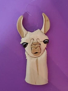 WOOD ALPACHA CHRISTMAS  XMAS TREE HANGING ORNAMENT MADE IN COLORADO - Picture 1 of 3