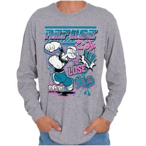 Cool Fighting Popeye Refuse to Lose Mens Long Sleeve Tee T Shirt - Picture 1 of 10
