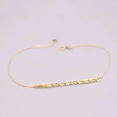 Pure 18K Yellow Gold Phoenix Feather Wheat Chain Bracelet 0.5-0.7g 7.48"L 2.5mmW - Image 1 of 4