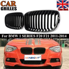 Pair Front Kidney Grilles Grills for BMW F20 F21 1 Series 2012-2014 Glossy Black
