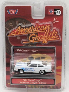 Motor Max American Graffiti Edition 1976 Chevy Vega, White with Blue Flames - Picture 1 of 11