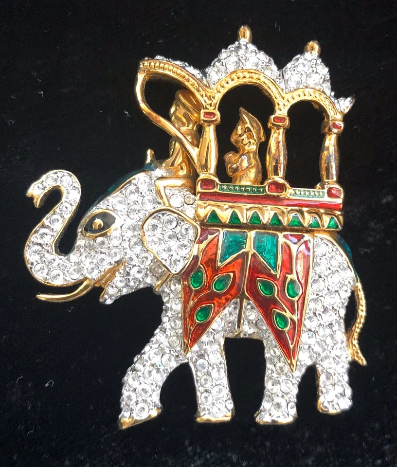 Kenneth Jay Lane KJL Broche Prendedor PAVE Jaipur Elefante Animal Cristal De Colección gyuh Foto 1 de 4