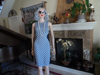 Vestido Vaina Stella McCartney Azul Marino/Marfil Estampado Seda/Poliéster Talla XXS Foto 1 de 4