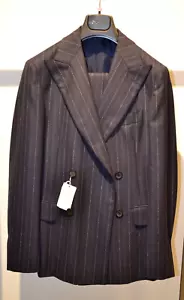 Neu mit Etikett Belvest gestreifter Herren ANZUG zweireihig Wolle blau TROPFEN 7 Größe 36 US 46 EU - Bild 1 von 8