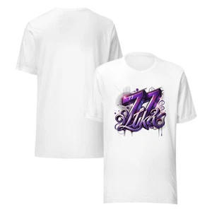 LOS ANGELES LAKERS  SHIRT - LUKA DONCIC - GRAFFITI STYLE  - WHITE 001 - Picture 1 of 3