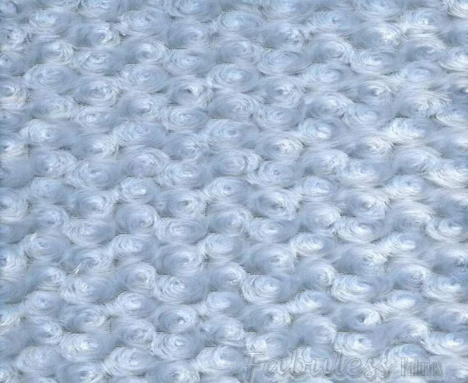 LIGHT BLUE Rosebud Minky soft cuddle fabric by the yard - Image 1 of 1