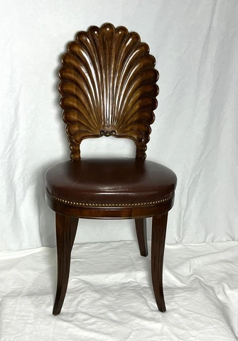 Antique Wood Peacock Chair with Leather Seat Limited Ed Cover