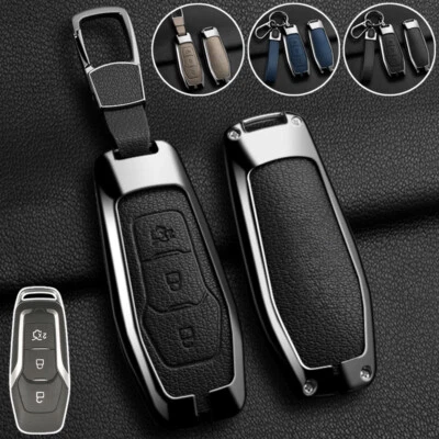 Zinc Alloy Leather Car Key Fob Case Cover Bag For Ford Mustang Mondeo Explorer Foto 1 de 4