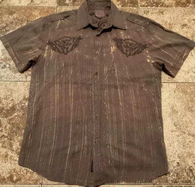 DE COLECCIÓN Y2K ROAR AOP BORDADO UTILITARIO MANGA CORTA ABOTONADO (HOMBRE XL) Foto 1 de 4