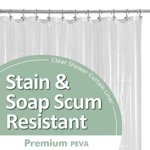 Barossa Design Plastic Shower Liner Clear - Premium PEVA Shower Curtain Liner... - Picture 1 of 7