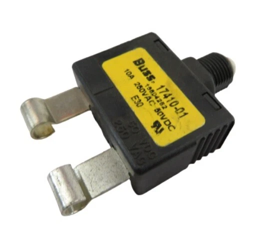 Cooper Bussmann 17410-01 15604282 250VAC 50VDC 10 AMP Auto Reset Circuit Breaker - Image 1 of 1