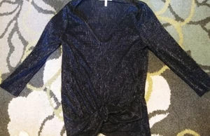 Three dots - BLACK PLEATED lured twist top LARGE JR SEE PICS 4 measurements new! - Picture 1 of 9