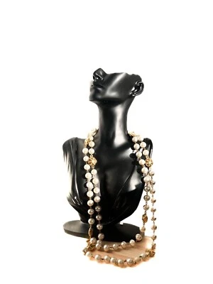 Chanel Collier Pearls and silver CC String Necklace vintage Chanel - Photo 1/4