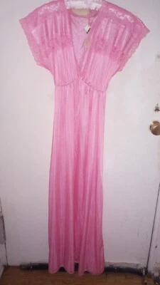 Camisón de nailon rosa vintage Jill Andrea nuevo WT Negligee S EE. UU. Top elástico Foto 1 de 4
