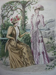 49 / Incisione di Moda " Di La Moda Parigi 1891 " . Grande 36x26 - Picture 1 of 3