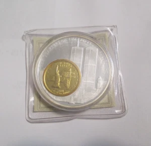 2001 AMERICAN MINT GOLD PLATED NEW YORK STATE QUARTER INLAY MEDALLION COIN w/COA - Picture 1 of 2