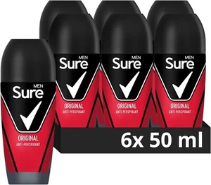 Sure Men Original Anti-Perspirant Roll On Men's Deodorant (6x 50 ml) - Picture 1 of 6