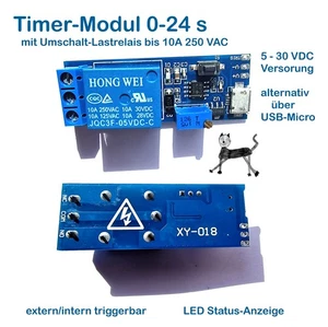 Timer Modul XY-018 mit Lastrelais bis 250VAC 10A  Timer 0-24s  Steuerung 5-30VDC - Bild 1 von 4