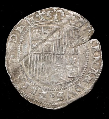 1400 年代 1 Reale Cob 西班牙殖民银币旧硬币塞维利亚铸币厂狮子与城堡 — 第 1/2 张图片