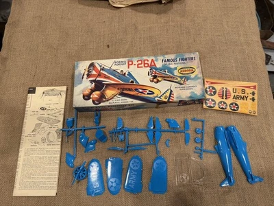 RARE VINTAGE CLASSIC 1955 AURORA 1/48 1930 USAAC Boeing P-26A PEASHOOTER Fighter - Image 1 of 4