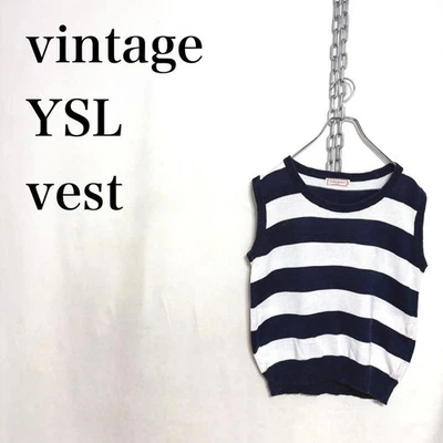 Chaleco tejido algodón a rayas vintage talla libre Yves Saint Laurent mujer ropa antigua Foto 1 de 4