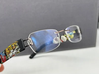 Ed Hardy Eyeglasses Frames Woman Rimless Square Rhinestone Rectangular Tiger - Image 1 of 4
