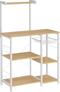 Scaffale Da Cucina, Mensola Microonde, Mobile Cucina, Con Cestino a Filo Metalli - Foto 1 di 12