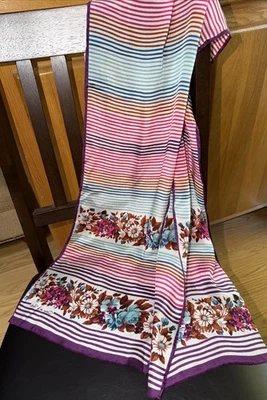 Vintage Oscar de la Renta Accessory Street Rectangular Silk Scarf Japan 52”x10” - Image 1 of 4